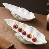 Leaf Shaped White Ceramic Dinner Plate