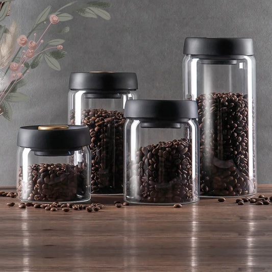 Vacuum Sealed Glass Coffee Beans Canister